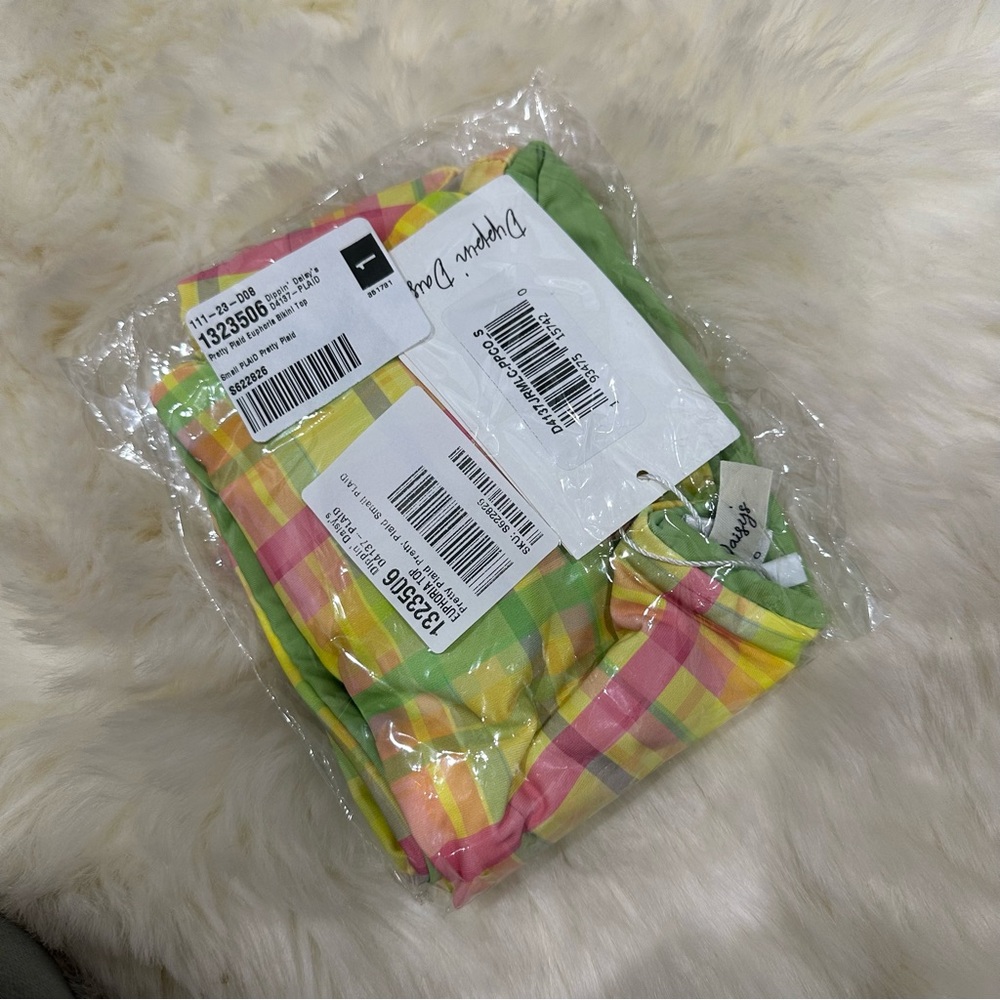 Dippin' Daisy's Pretty Plaid Euphoria Bikini Top NWT Bandeau swim pastel - Picture 7 of 7